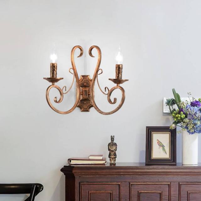 NIVOR Wall Sconces Indoor Retro Metal Vintage E14 Bronze 2 Lights (2 P) - image 1