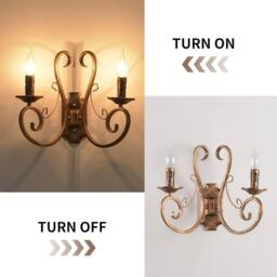 NIVOR Wall Sconces Indoor Retro Metal Vintage E14 Bronze 2 Lights (2 P) - thumbnail 4