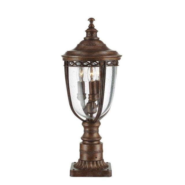Netlighting English Bridle 3 Light Medium Outdoor Pedestal Light British Bronze IP44 E14 in Brown