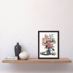 Artery8 Flower Bouquet in a Vase Still Life Teyler Framed Wall Art Print in White - Size: A4 - thumbnail 4