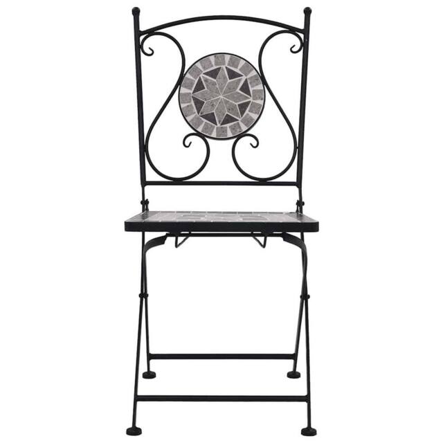 Berkfield Home Mosaic Bistro Chairs 2 pcs Grey - image 1
