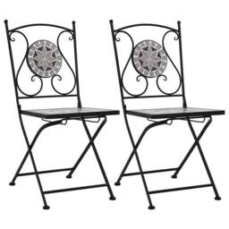 Berkfield Home Mosaic Bistro Chairs 2 pcs Grey - thumbnail 2