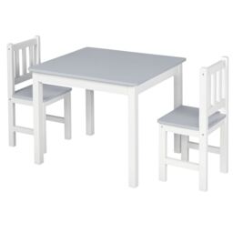 HOMCOM Kids Table & Chair Set 3 Pieces Toddler Study Desk for Writing Drawing Grey - thumbnail 2