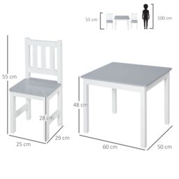 HOMCOM Kids Table & Chair Set 3 Pieces Toddler Study Desk for Writing Drawing Grey - thumbnail 3