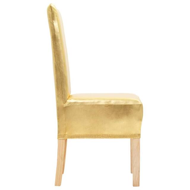 Berkfield Home Soft 6 pcs Straight Chair Covers Stretch Gold - image 1