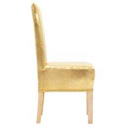 Berkfield Home Soft 6 pcs Straight Chair Covers Stretch Gold - thumbnail 1