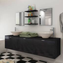 Berkfield Home Ten Piece Bathroom Furniture Set with Basin with Tap Black