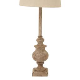 Wyld Haus Thornvale Candlestick Wooden Table Lamp Resin Base with Linen Shade in Brown - thumbnail 3