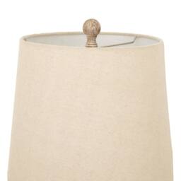 Wyld Haus Thornvale Candlestick Wooden Table Lamp Resin Base with Linen Shade in Brown - thumbnail 5