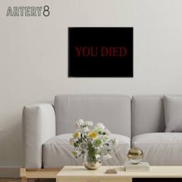 "Artery8 E Sports You Died Souls Video Game Over Framed Canvas Wall Art Print in Black - Size: W18"" x H24""" - thumbnail 3