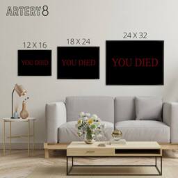 "Artery8 E Sports You Died Souls Video Game Over Framed Canvas Wall Art Print in Black - Size: W18"" x H24""" - thumbnail 4