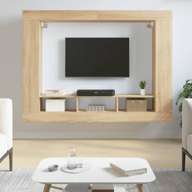 Berkfield Home TV Cabinet Sonoma Oak 152x22x113 cm Engineered Wood in Brown - Size: 152 x 22 x 113 cm - image 1