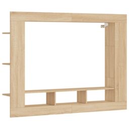 Berkfield Home TV Cabinet Sonoma Oak 152x22x113 cm Engineered Wood in Brown - Size: 152 x 22 x 113 cm - thumbnail 2