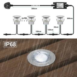 SPETLEK IP68 Outdoor LED Decking Lights 30mm Round Cool in Silver - thumbnail 2