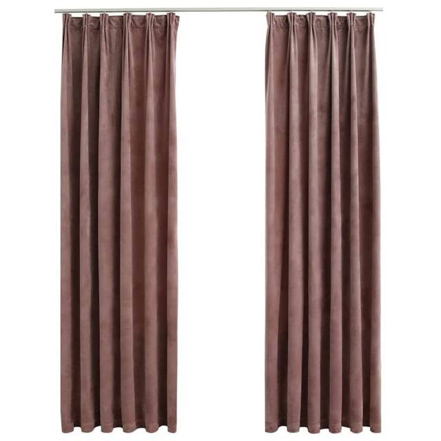 Berkfield Home Blackout Curtains 2pcs with Hooks Velvet Antique Pink 140x225cm - Size: 140x225 cm - image 1