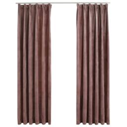 Berkfield Home Blackout Curtains 2pcs with Hooks Velvet Antique Pink 140x225cm - Size: 140x225 cm - thumbnail 1