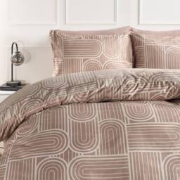 OHS Arches Print Bedding Microfibre Duvet Cover Set with Pillowcase in Stone - Size: Double - thumbnail 3