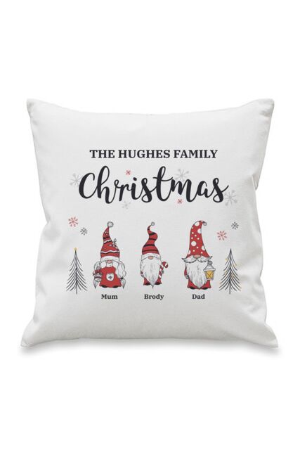 Personalised Memento Company Personalised Gonk Family Christmas Cushion in White - Size: 40 cm x 40 cm - image 1