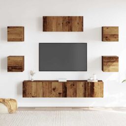 Berkfield Home 5 Piece TV Cabinet Set Wall-mounted Old Wood in Brown - thumbnail 3