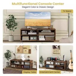 Costway TV Stand for TVs up to 40 Inches Wooden Media Console Table Entertainment Center in Brown - thumbnail 5