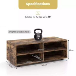 Costway TV Stand for TVs up to 40 Inches Wooden Media Console Table Entertainment Center in Brown - thumbnail 2