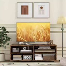 Costway TV Stand for TVs up to 40 Inches Wooden Media Console Table Entertainment Center in Brown - thumbnail 3