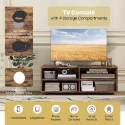 Costway TV Stand for TVs up to 40 Inches Wooden Media Console Table Entertainment Center in Brown - thumbnail 4