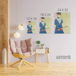"Artery8 Woman Holding Umbrella Painting Canvas Wall Art Print E Penfield in Green - Size: W18"" x H24""" - thumbnail 4