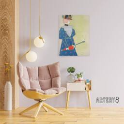 "Artery8 Woman Holding Umbrella Painting Canvas Wall Art Print E Penfield in Green - Size: W18"" x H24""" - thumbnail 3