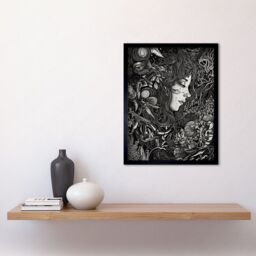 "Artery8 Wall Art Print Nature Goddess Black & White Modern Art Framed - Size: W12"" x H16""" - thumbnail 2