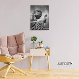 "Artery8 Warby Buddha Po Lin Lantau Island HK Canvas Wall Art Print in Grey - Size: W24"" x H32""" - thumbnail 3