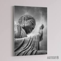 "Artery8 Warby Buddha Po Lin Lantau Island HK Canvas Wall Art Print in Grey - Size: W24"" x H32""" - thumbnail 2
