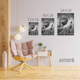 "Artery8 Warby Buddha Po Lin Lantau Island HK Canvas Wall Art Print in Grey - Size: W24"" x H32""" - thumbnail 4