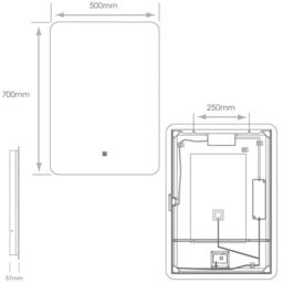 Loops 500 x 700mm IP44 Backlit Bathroom Mirror - Demister & Shaver Socket Tunable LED - thumbnail 3
