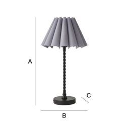 ValueLights Maeve Scallop Pleated Tapered Shade Matte Black Bobbin Table Lamp with LED Bulb in Grey - thumbnail 8