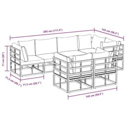 Berkfield Home Garden Sofa Set with Cushion with Pillow 7 pcs Black Aluminium - thumbnail 8