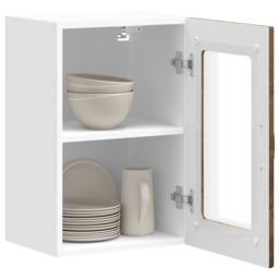 Berkfield Home Kitchen Wall Cabinet with Glass Door Kalmar Smoked Oak Engineered Wood in Brown - thumbnail 5