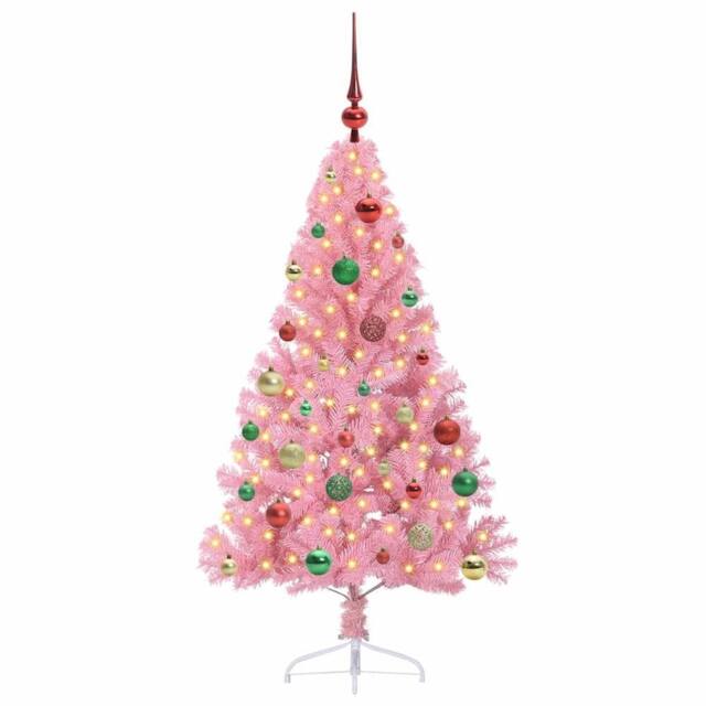 Berkfield Home Beautiful Artificial Pre-lit Christmas Tree with 150 LEDs Pink 15 - image 1