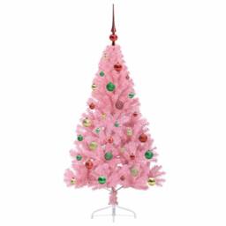Berkfield Home Beautiful Artificial Pre-lit Christmas Tree with 150 LEDs Pink 15 - thumbnail 6