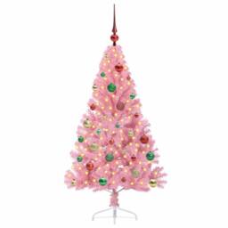 Berkfield Home Beautiful Artificial Pre-lit Christmas Tree with 150 LEDs Pink 15 - thumbnail 1
