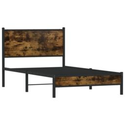 Berkfield Home Metal Bed Frame without Mattress Smoked Oak 100x190 cm in Brown - thumbnail 3