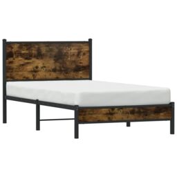 Berkfield Home Metal Bed Frame without Mattress Smoked Oak 100x190 cm in Brown - thumbnail 4
