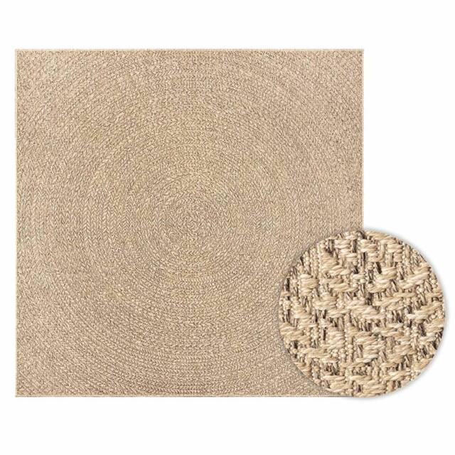 Berkfield Home Rug ZIZUR 200x200 cm Jute Look Indoor & Outdoor in Light Brown - Size: Medium - image 1