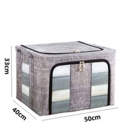 VOGREX 3X 66L Thick Fabric Folding Storage Box Steel Frame Wardrobe Organizer in Grey - thumbnail 2