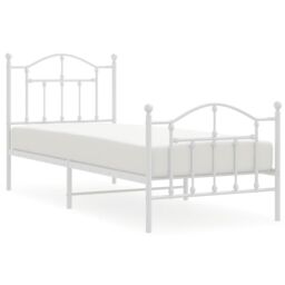 Berkfield Home Metal Bed Frame with Headboard & Footboard White 90x190 cm Single - thumbnail 2
