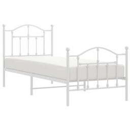 Berkfield Home Metal Bed Frame with Headboard & Footboard White 90x190 cm Single - thumbnail 3