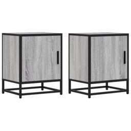 Berkfield Home Bedside Cabinets 2 pcs Grey Sonoma 40x31x50 cm Engineered Wood & Metal - Size: 40 x 31 x 50 cm - thumbnail 2