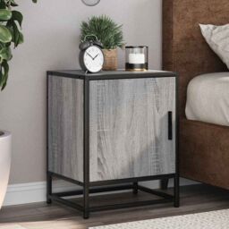 Berkfield Home Bedside Cabinets 2 pcs Grey Sonoma 40x31x50 cm Engineered Wood & Metal - Size: 40 x 31 x 50 cm - thumbnail 1