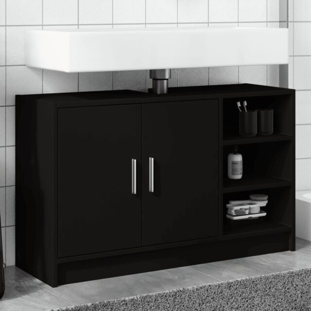 Berkfield Home Sink Cabinet Black 90x29x55 cm Engineered Wood - Size: 90 x 29 x 55 cm - image 1