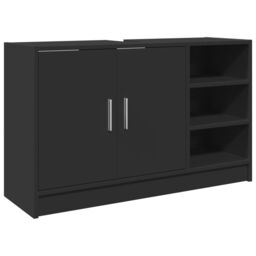 Berkfield Home Sink Cabinet Black 90x29x55 cm Engineered Wood - Size: 90 x 29 x 55 cm - thumbnail 2